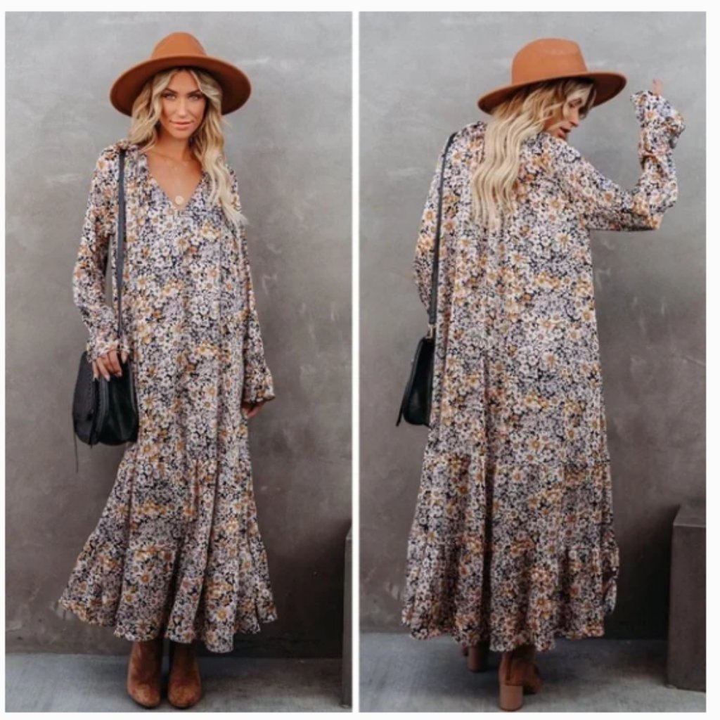 Vici Floral Print Boho Prairie Dress Size Large